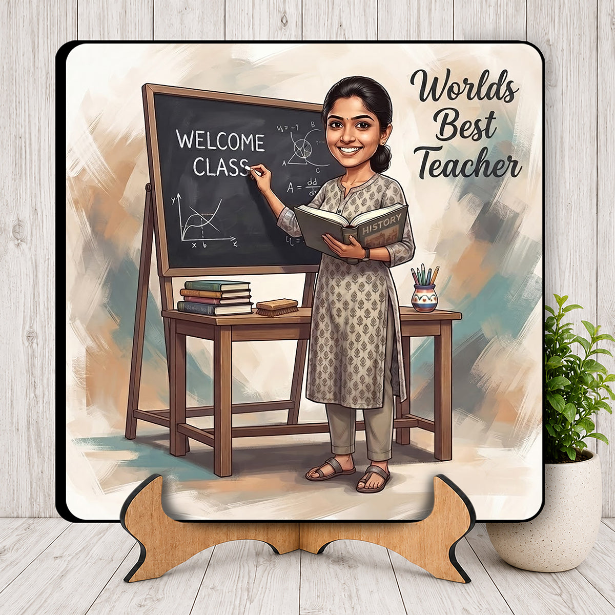 Worlds Best Teacher Caricature Frame CF03