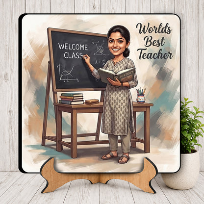 Worlds Best Teacher Caricature Frame CF03