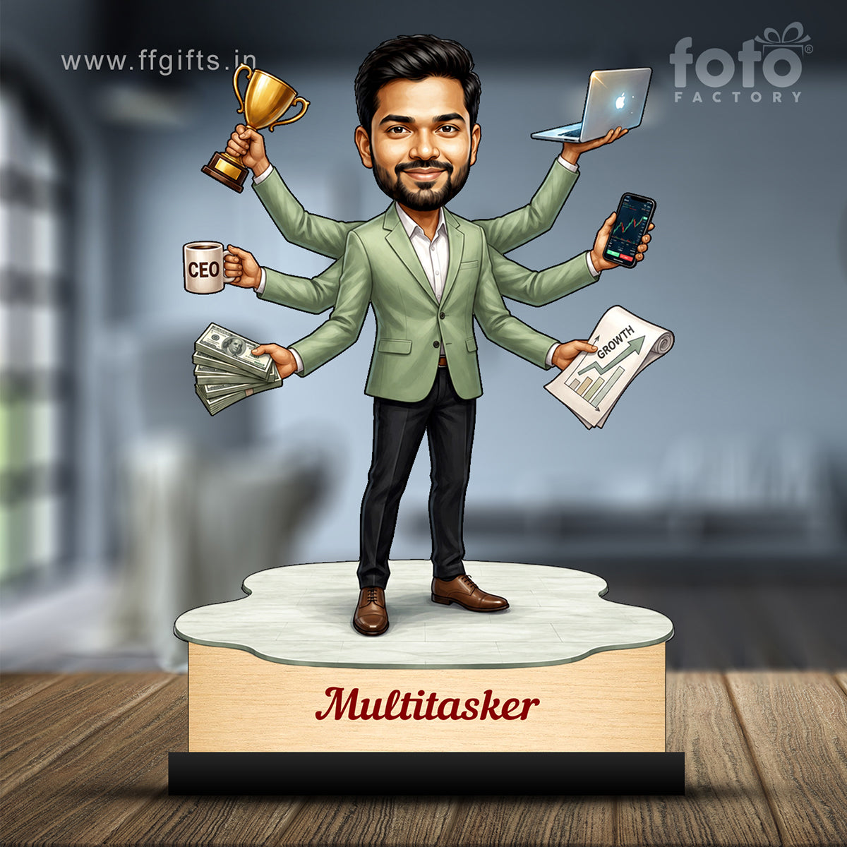 Personalized Multitasker Male Caricature C970