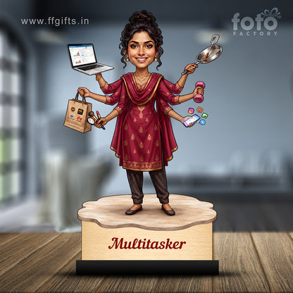 Personalized Multitasker Female Caricature C972