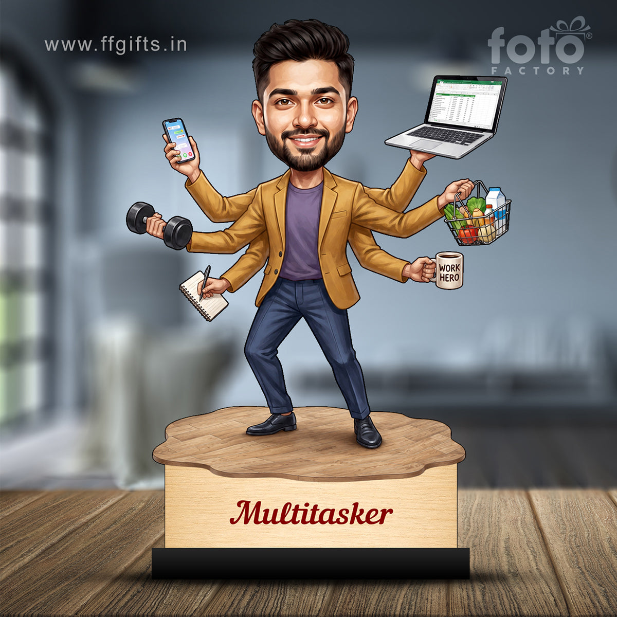 Personalized Multitasker Male Caricature C982