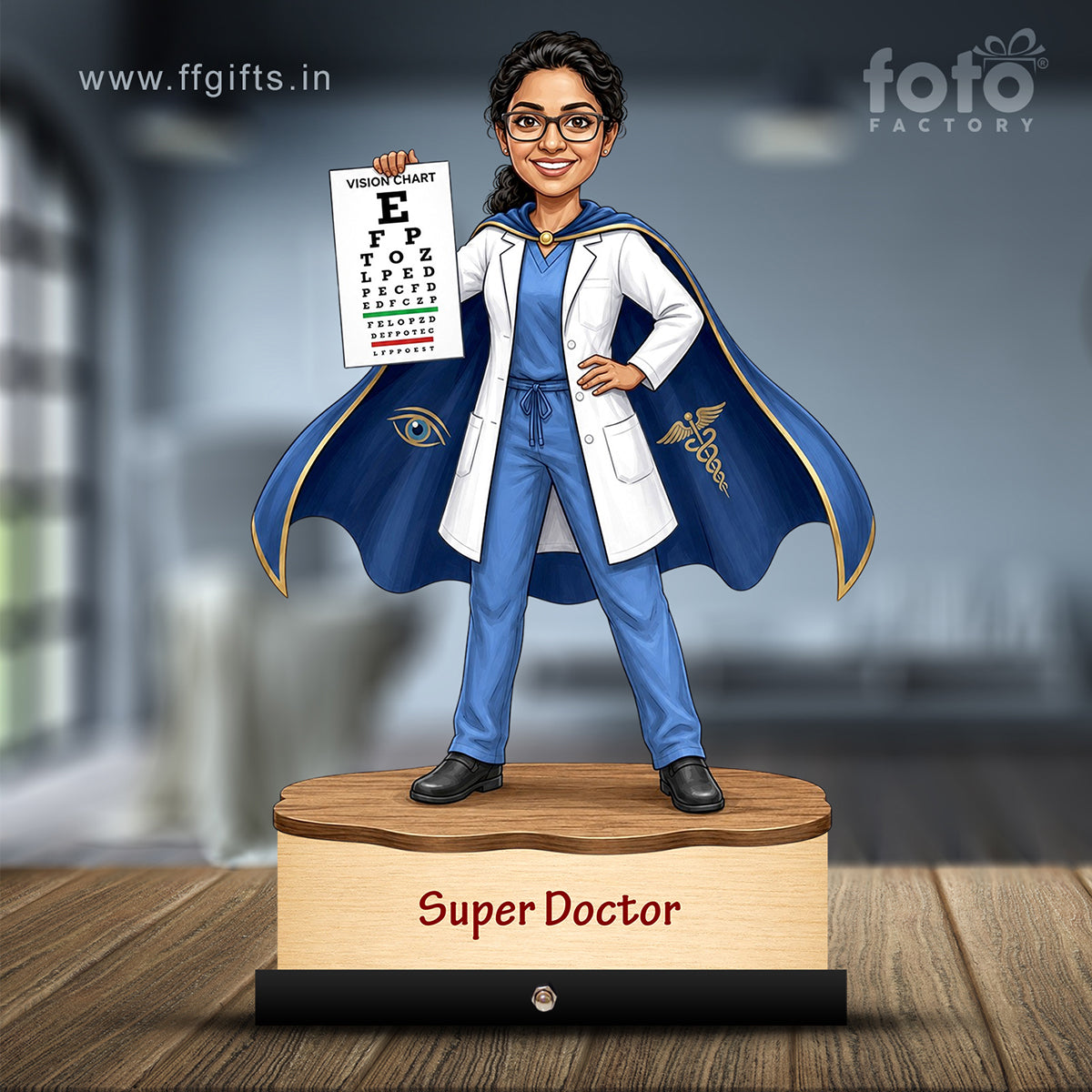 Ophthalmologist Super Doctor Female eye Doctor Caricature C558
