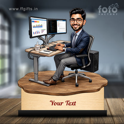 Personalized Corporate Office Male Employee Caricature C912
