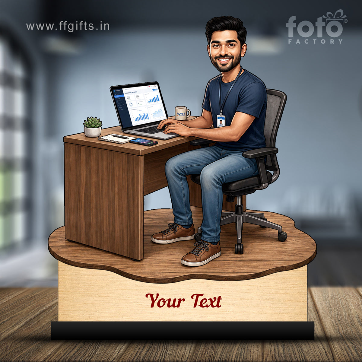 Personalized Corporate Office Male Employee Caricature C899
