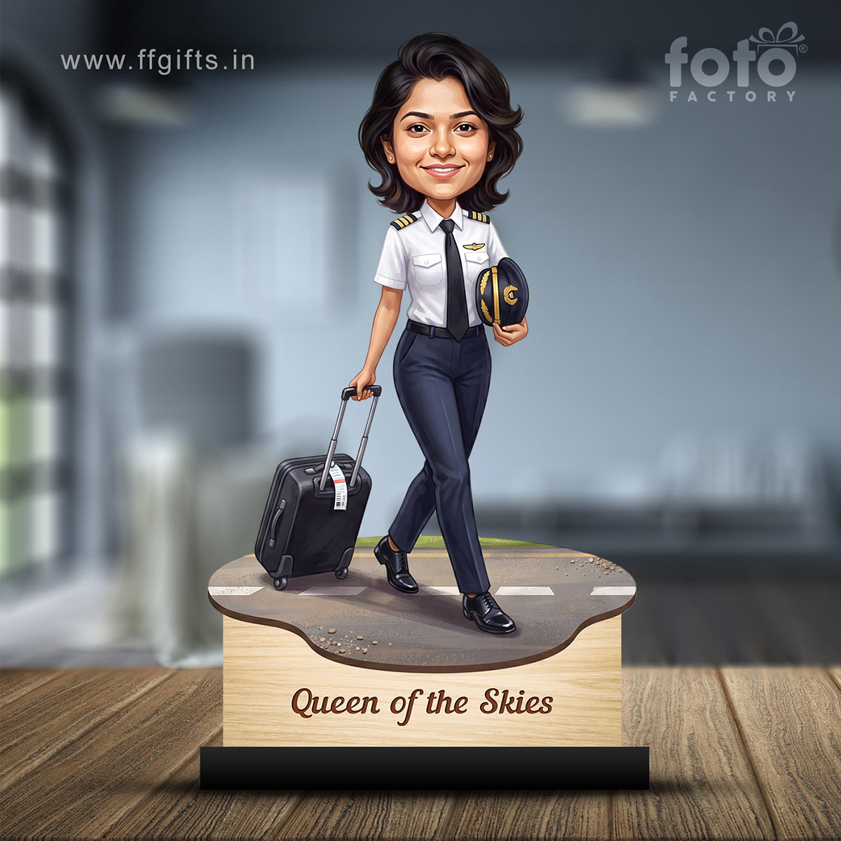 Personalized Air India Pilot Female Caricature C1153