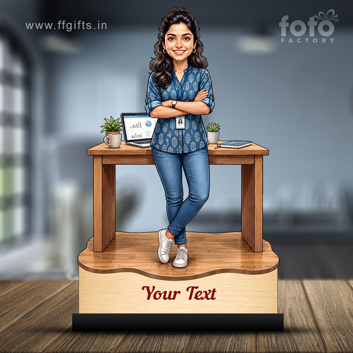 Personalized Corporate Office Female Employee Caricature C875