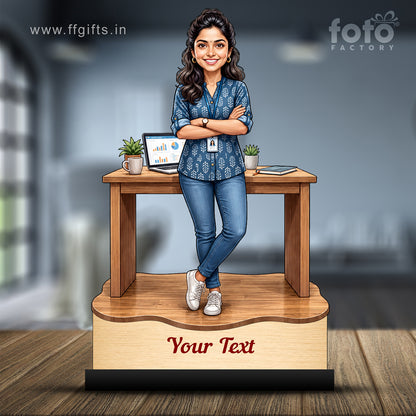 Personalized Corporate Office Female Employee Caricature C875