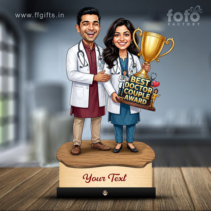 Couple Doctor with Award Caricature C607