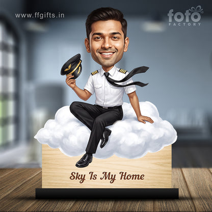 Personalized Air India Pilot Male Caricature C1157