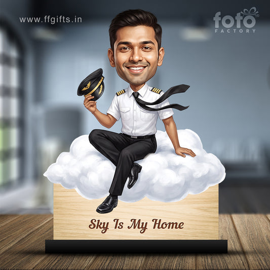 Personalized Air India Pilot Male Caricature C1157