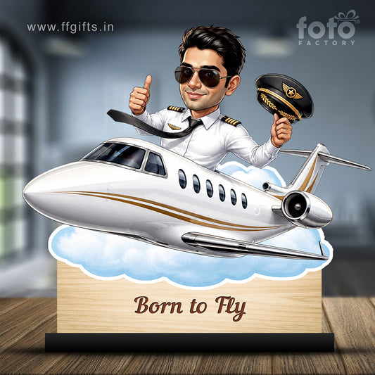 Personalized Air India Pilot Male Caricature C1150