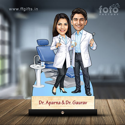 Doctor Dentist Couple Caricature C453
