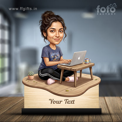 Personalized Female Work From Home Caricature C1106