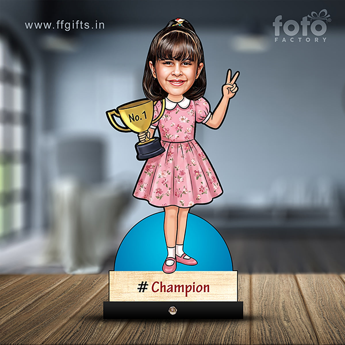 Girl With Trophy Award Caricature C454