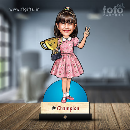 Girl With Trophy Award Caricature C454