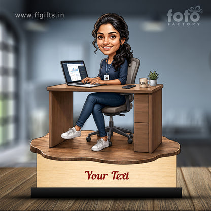 Personalized Corporate Office Female Employee Caricature C871