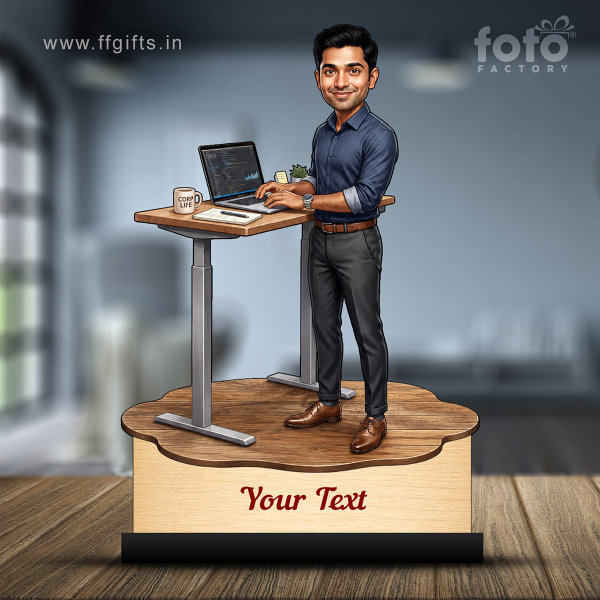 Personalized Corporate Office Male Employee Caricature C913