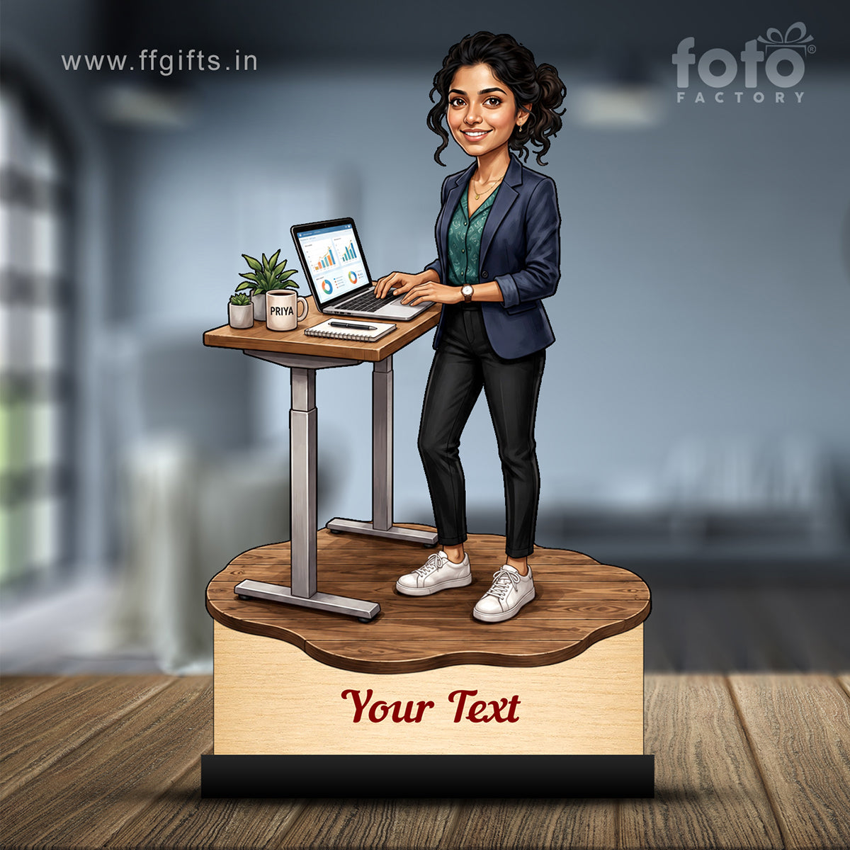 Personalized Corporate Office Female Employee Caricature C895