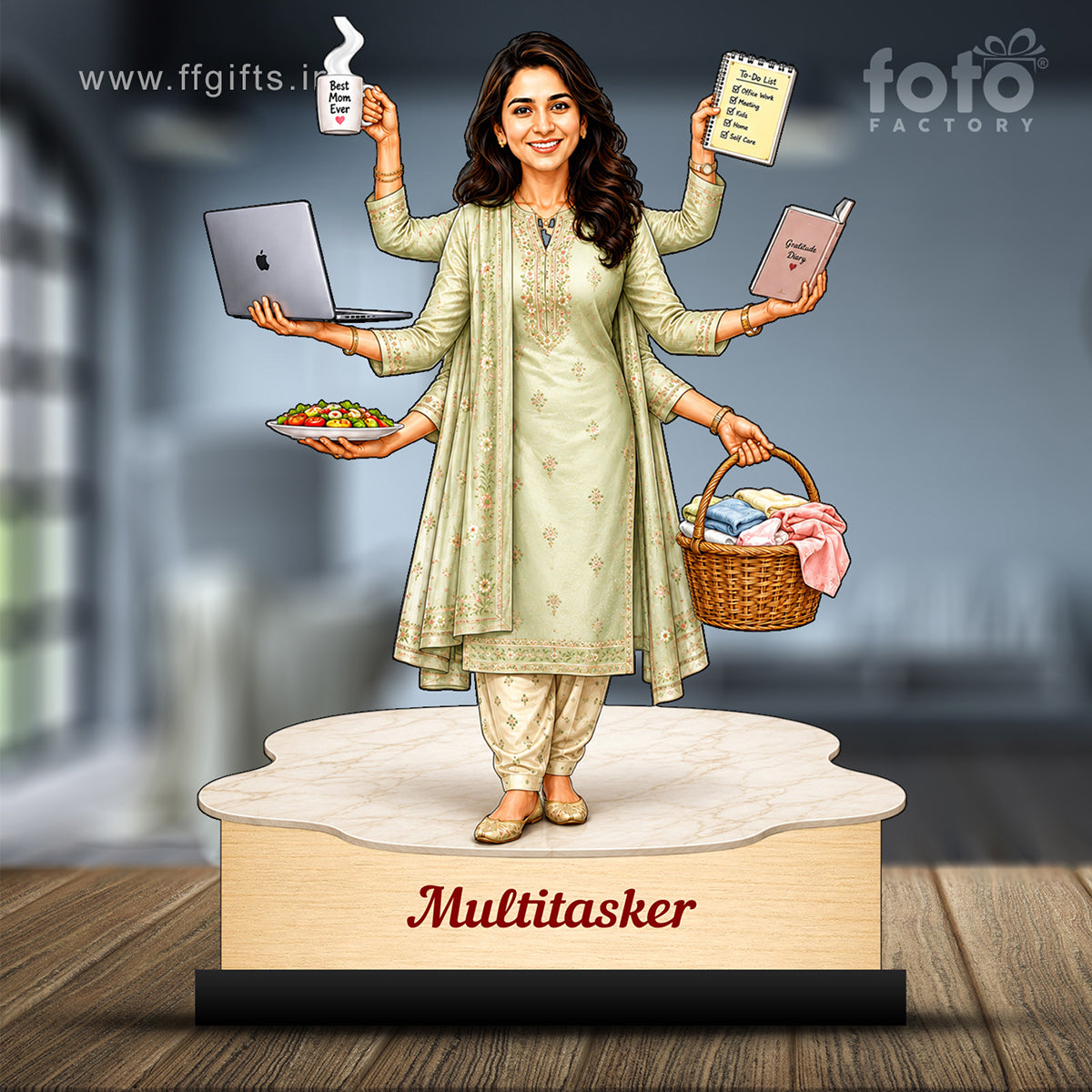 Personalized Multitasker Female Caricature C969