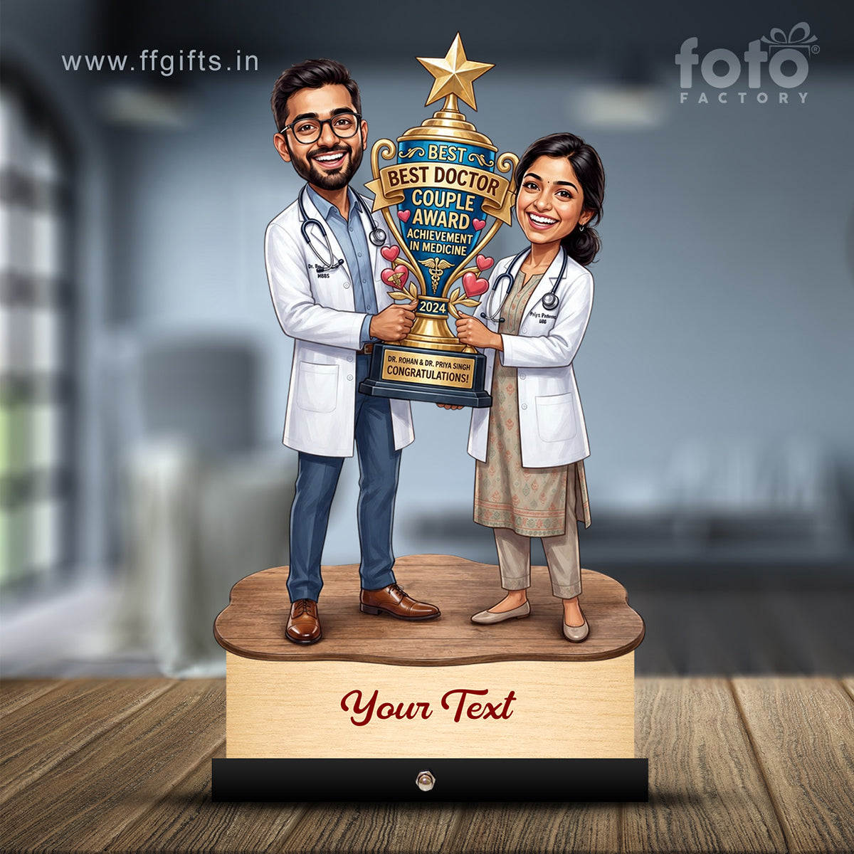 Couple Doctor Caricature with Award C599