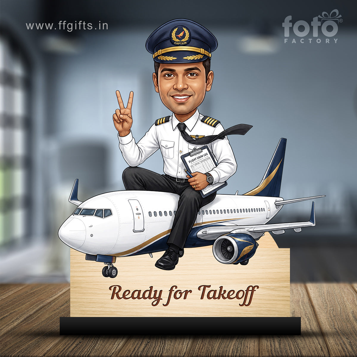 Personalized Air India Pilot Male Caricature C1158