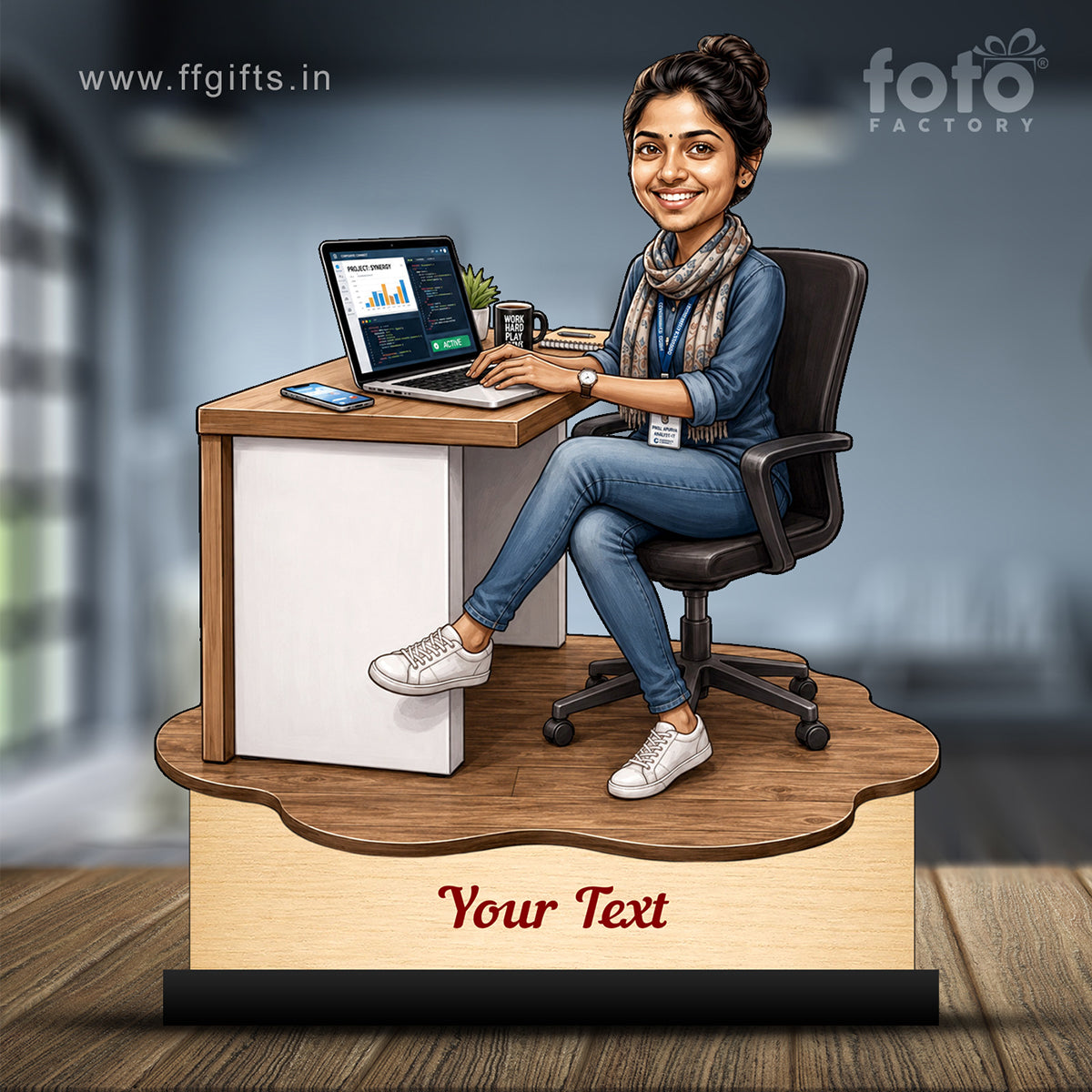 Personalized Corporate Office Female Employee Caricature C891