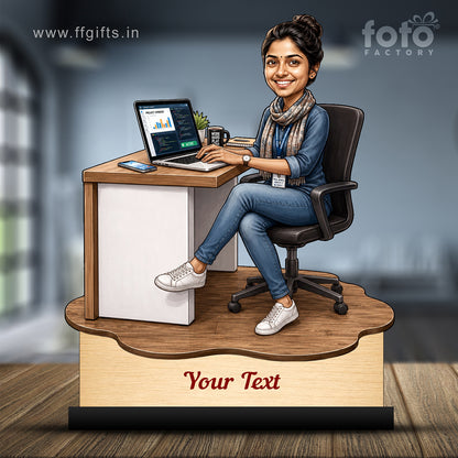Personalized Corporate Office Female Employee Caricature C891