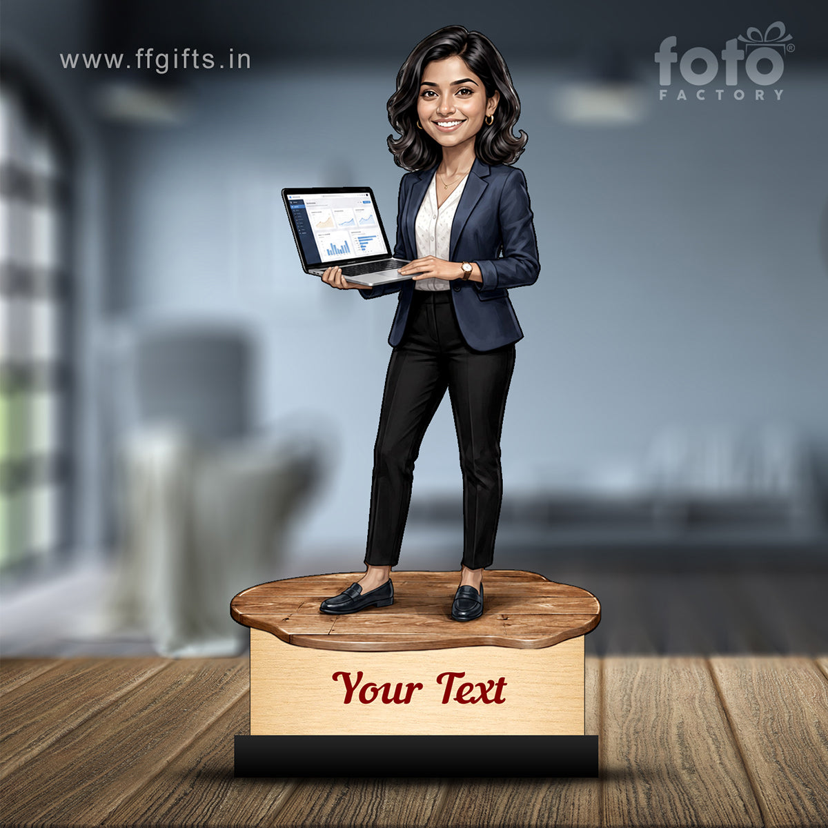 Personalized Corporate Office Female Employee Caricature C873