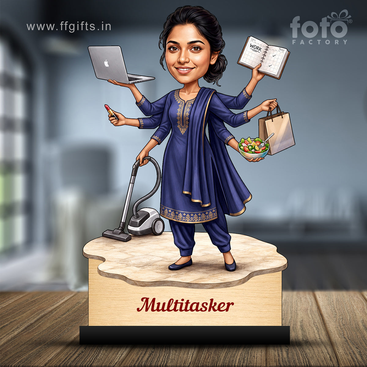 Personalized Multitasker Female Caricature C975