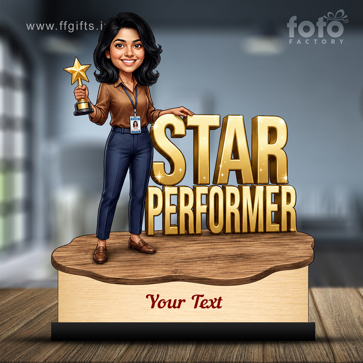 Personalized Achievement Award Female Caricature C932
