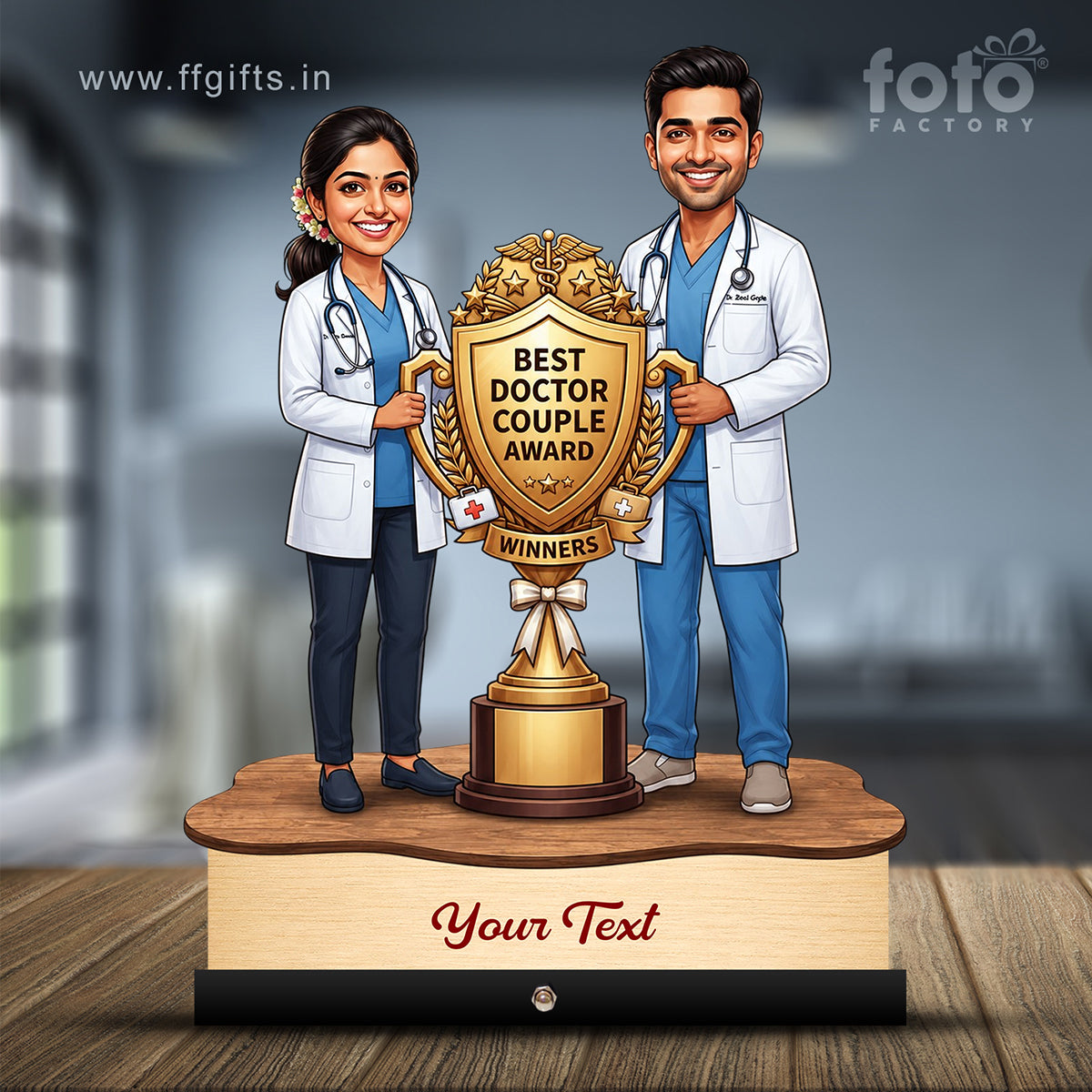 Couple Doctor Caricature with Award C602