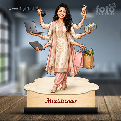 Personalized Multitasker Female Caricature C968