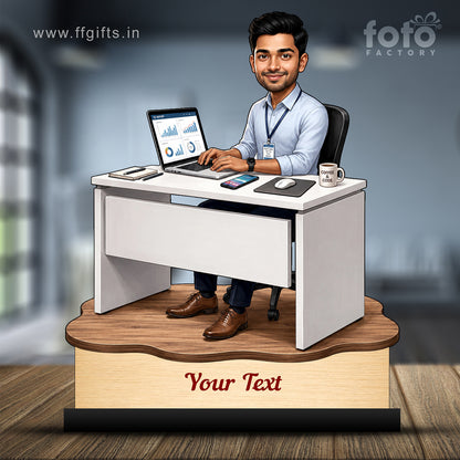 Personalized Corporate Office Male Employee Caricature C922