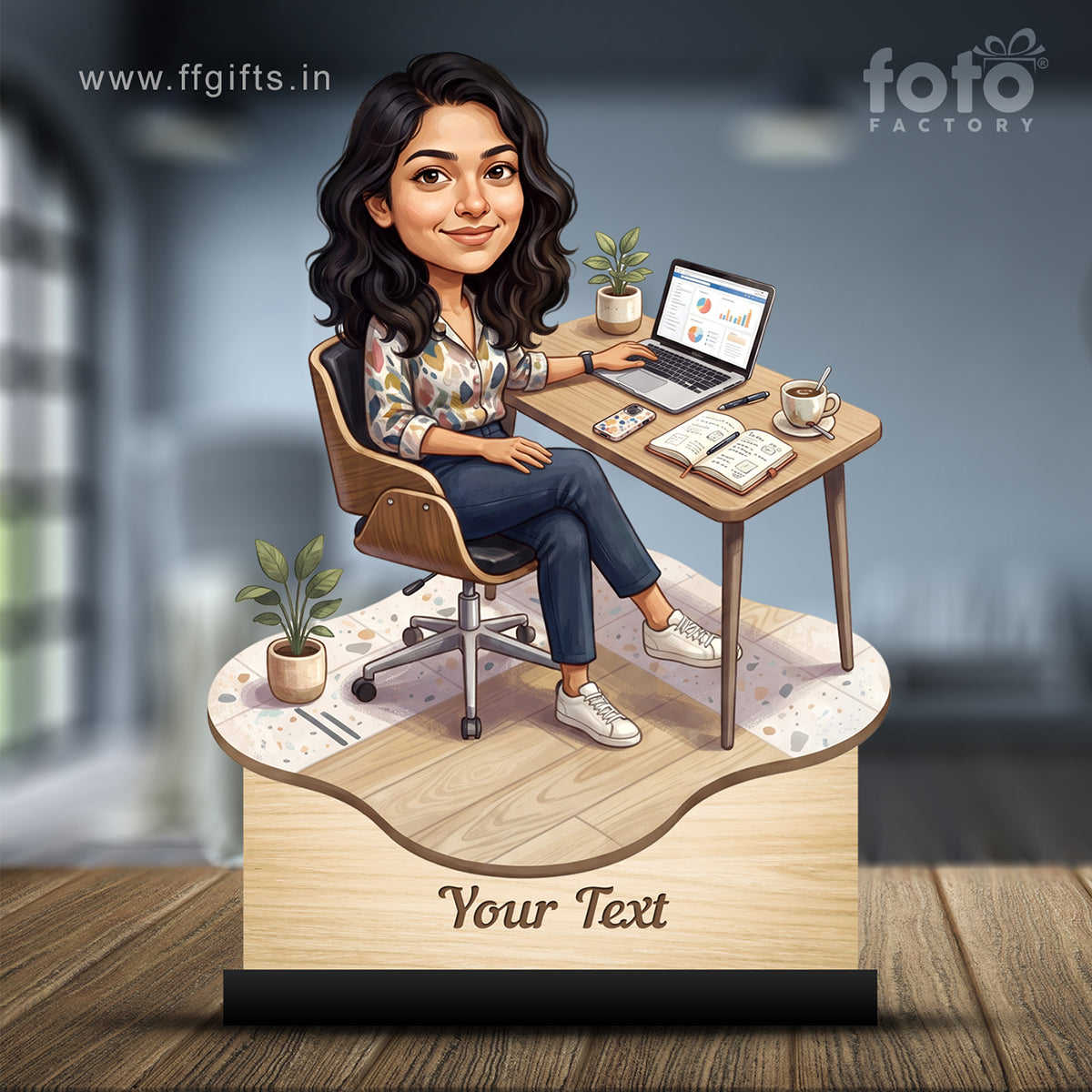 Personalized Female Work From Home Caricature C1100
