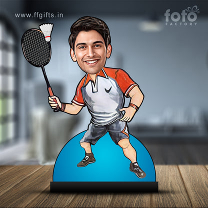 Badminton Player Male Caricature C395