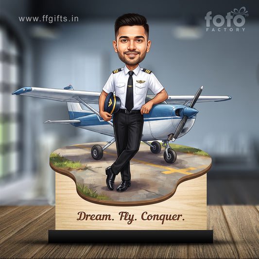Personalized Air India Pilot Male Caricature C1154