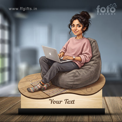 Personalized Female Work From Home Caricature C1103