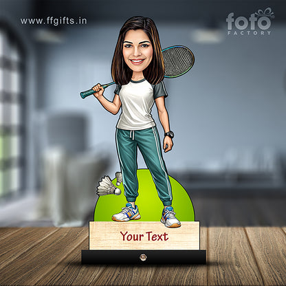 Badminton Player Female Caricature C455