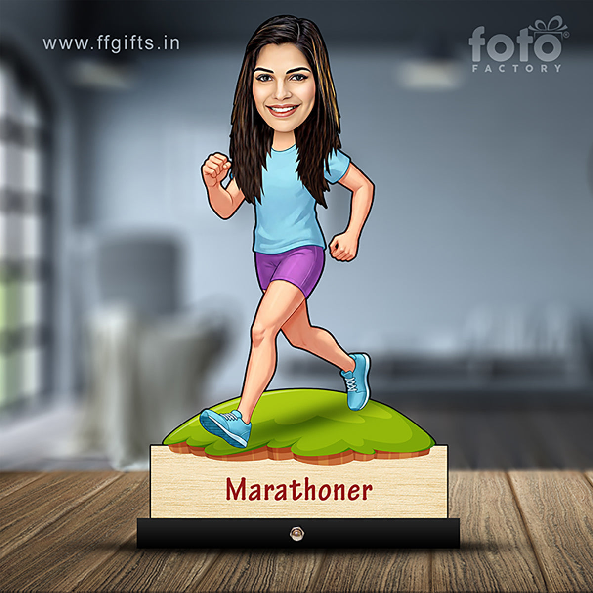 Female Marathon Runner Caricature C450