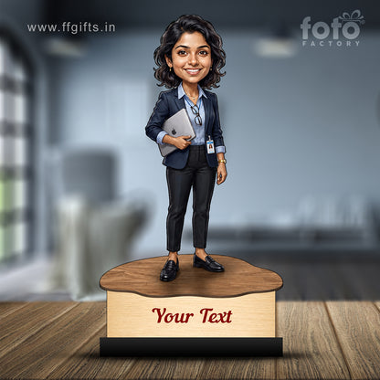 Personalized Corporate Office Female Employee Caricature C876