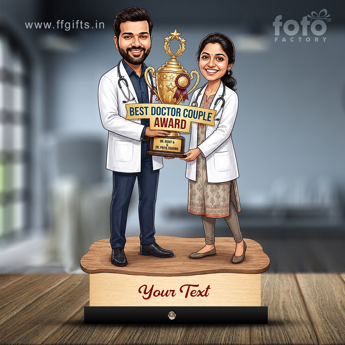 Couple Doctor with Award Caricature C608