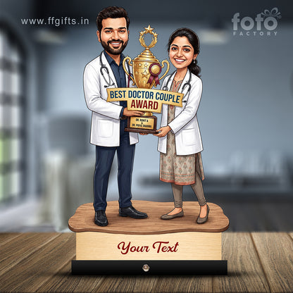 Couple Doctor with Award Caricature C608