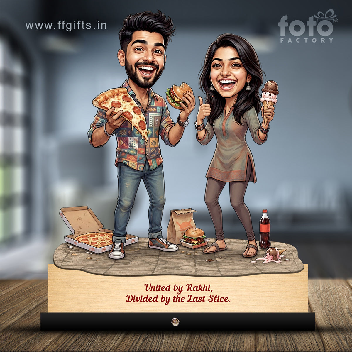 Foodie Siblings Rakhi Caricature C580
