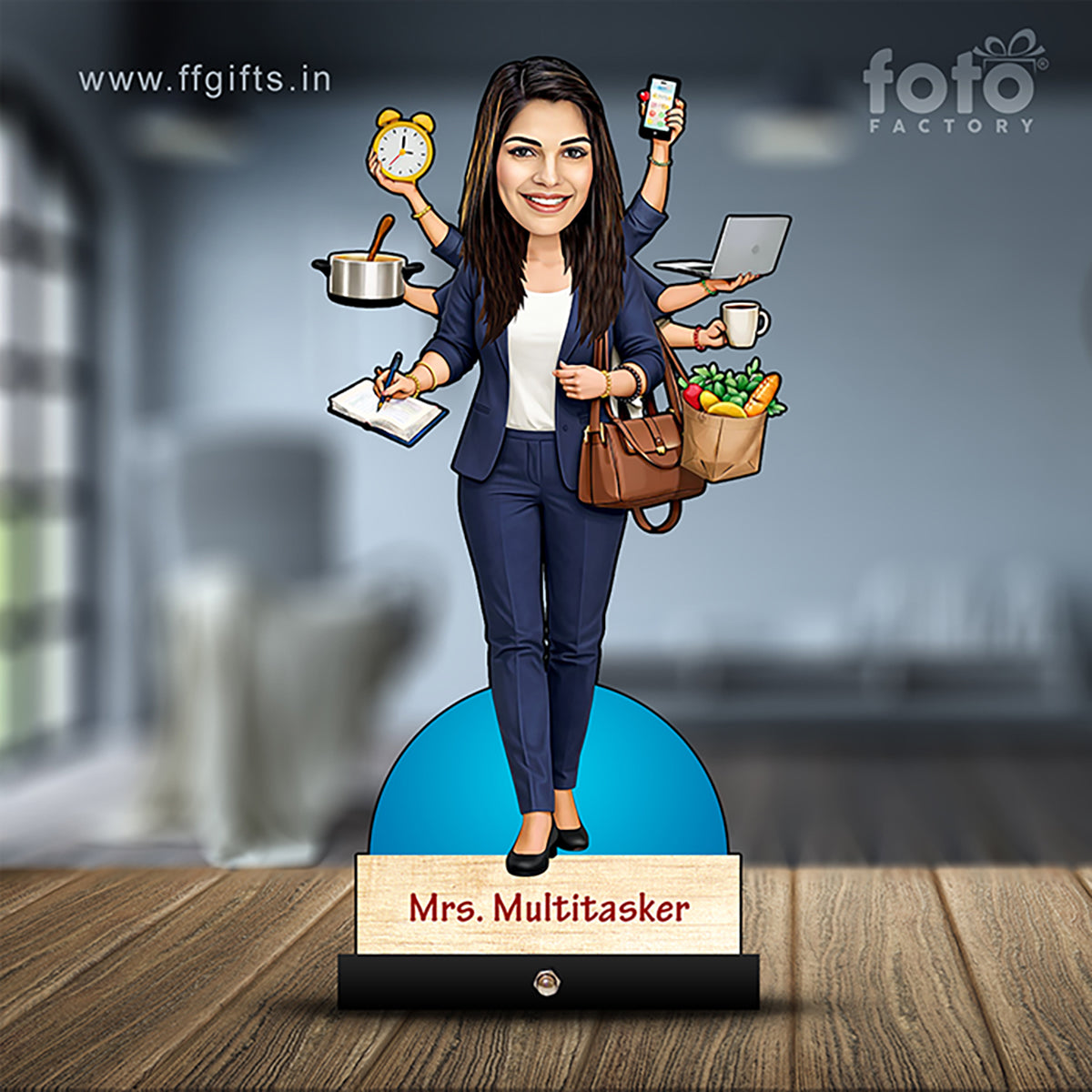 Multitasking Lady Caricature C458