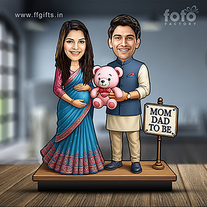 Mom Dad To Be Pregnancy Couple Caricature C386