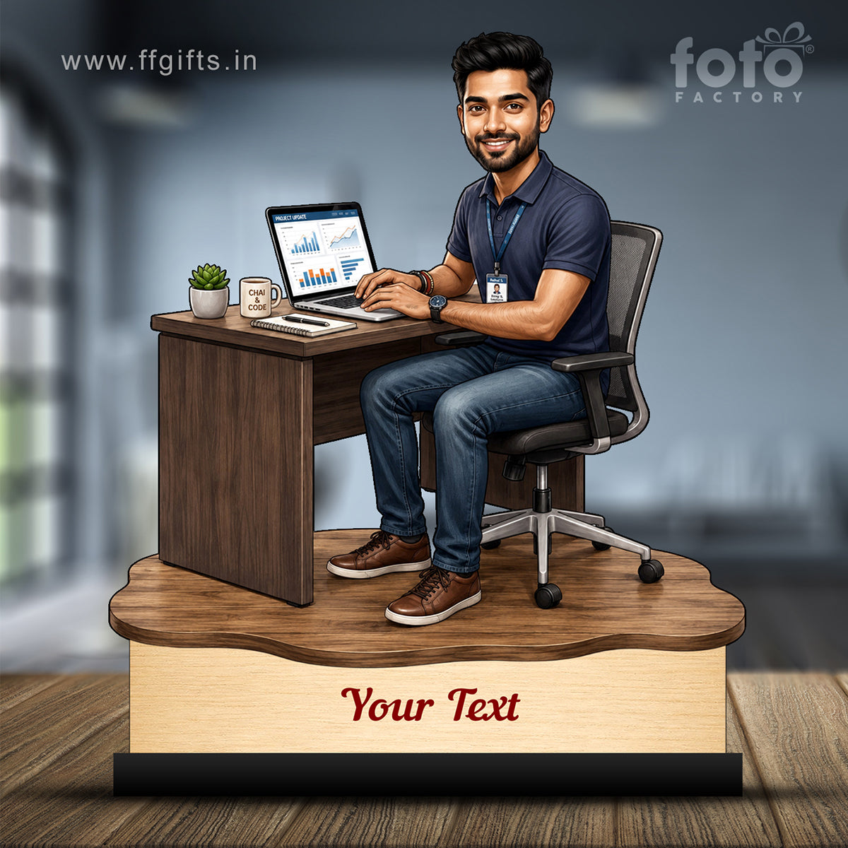 Personalized Corporate Office Male Employee Caricature C920