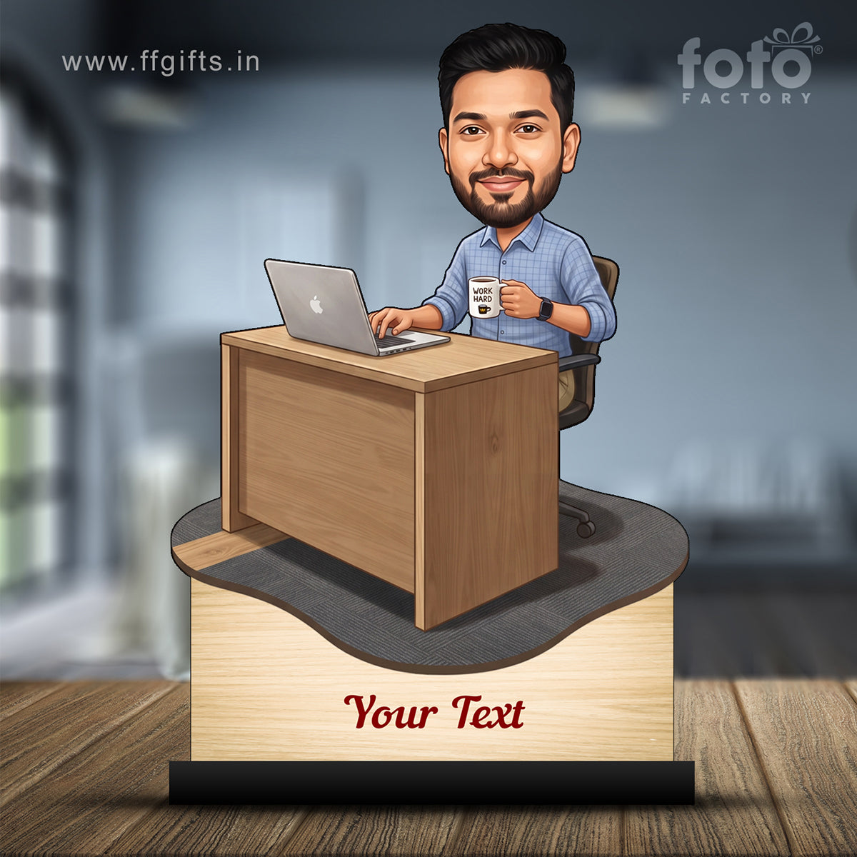 Personalized Laptop with Coffee Male Caricature C1003