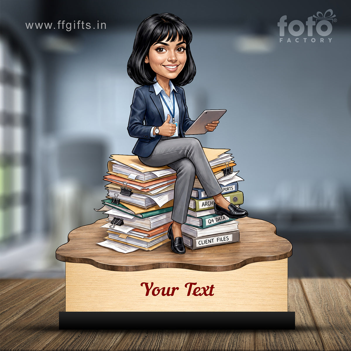 Personalized Corporate Office Female Employee Caricature C869