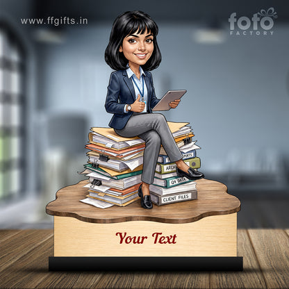Personalized Corporate Office Female Employee Caricature C869