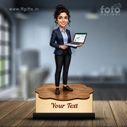 Personalized Corporate Office Female Employee Caricature C893